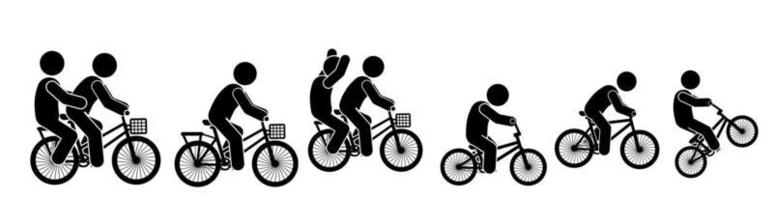 illustrazione di persone equitazione biciclette, persone Ciclismo vettore