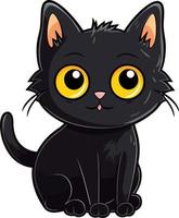 carino nero gatto portafortuna vettore cartone animato stile