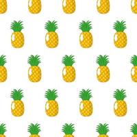 Vector seamless pattern con intero maturo ananas giallo isolato su sfondo bianco