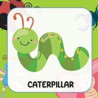 carino animale flashcard per bambini. educativo stampabile gioco carta con immagini utilizzando divertente insetto animale per bambini. animali con nomi. animale carta vocabolario. vettore illustrazione.