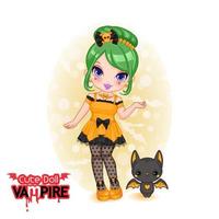 ragazza carina bambola vampiro chibi vettore