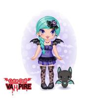 ragazza carina bambola vampiro chibi vettore