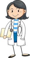 personaggio dei cartoni animati medico femminile isolato vettore