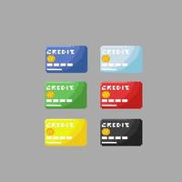 credito carta collezione impostato con diverso colore nel pixel arte stile vettore