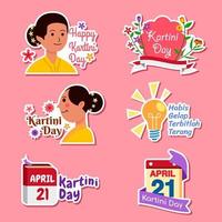 set di adesivi per la celebrazione del giorno di kartini vettore