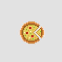 Pizza cibo nel pixel arte stile vettore