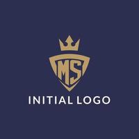 SM logo con scudo e corona, monogramma iniziale logo stile vettore