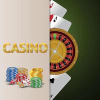 gioco d'azzardo del casinò con carta da gioco vettoriale e slot machine e fiches del casinò