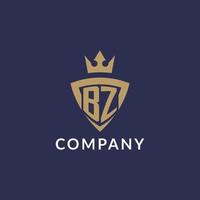 bz logo con scudo e corona, monogramma iniziale logo stile vettore