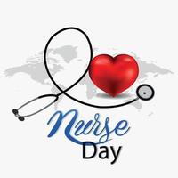 sfondo di invito giornata internazionale dell'infermiera con cuore creativo e strumento medico vettore