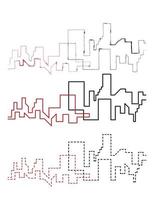 città fuga handdraw e linea vettore icona illustrazione