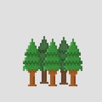 abete rosso foresta nel pixel arte stile vettore