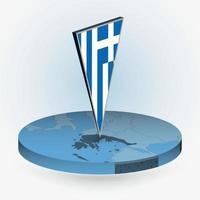 Grecia carta geografica nel il giro isometrico stile con triangolare 3d bandiera di Grecia vettore