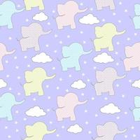 seamless pattern simpatici elefanti con nuvole e stelle. sfondo vettoriale. bambino ragazzo e ragazza stampa. vettore