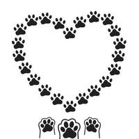 cuore a partire dal zampe. tracce di cani o gatti. vettore silhouette di un' cuore. il concetto di amore per animali. vettore