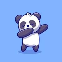 carino panda tamponando cartone animato vettore icona illustrazione. animale natura icona concetto isolato premio vettore. piatto cartone animato stile