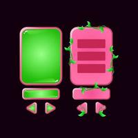 set di bordo ui gioco giungla gelatina rosa pop-up per illustrazione vettoriale elementi asset gui