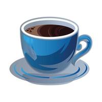 vettore illustrazione di un' tazza di nero caffè, blu tazza con bianca sfondo