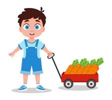 bambino con carota raccolto. vettore illustrazione