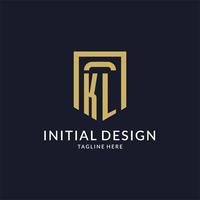 kl logo iniziale con geometrico scudo forma design stile vettore