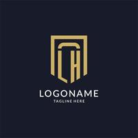 lh logo iniziale con geometrico scudo forma design stile vettore