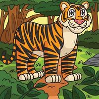 tigre animale colorato cartone animato illustrazione vettore