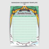 piatto Ramadan calendario programma modello con mano disegnato islamico illustrazione ornamento vettore
