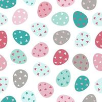 seamless pattern di uova di Pasqua. uova di Pasqua decorate su uno sfondo bianco. design per tessuti, imballaggi, involucri, biglietti di auguri, carta, stampa. illustrazione vettoriale