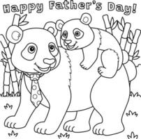 contento padri giorno panda colorazione pagina per bambini vettore