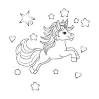 linea arte unicorno bambini colorazione libro pagina vettore