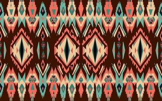 etnico astratto ikat modello. senza soluzione di continuità modello nel tribale, popolare ricamo, messicano stile. azteco geometrico arte ornamento print.design per tappeto, sfondo, vestiario, avvolgere, tessuto, coperchio, tessile vettore