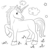 bambini colorazione pagina design con carino unicorno vettore