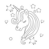 linea arte unicorno bambini colorazione libro pagina vettore