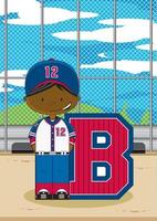 B è per baseball giocatore alfabeto apprendimento educativo illustrazione vettore