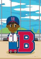 B è per baseball giocatore alfabeto apprendimento educativo illustrazione vettore