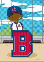 B è per baseball giocatore alfabeto apprendimento educativo illustrazione vettore