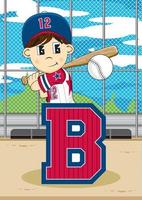 B è per baseball giocatore alfabeto apprendimento educativo illustrazione vettore