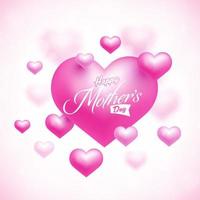 contento La madre di giorno concetto con brillante rosa cuore forme. vettore