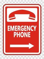 telefono di emergenza freccia destra segno su sfondo trasparente vettore