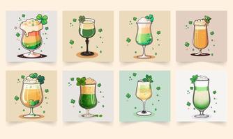 illustrazione di birra bicchiere impostato su st. Patrick giorno concetto. vettore