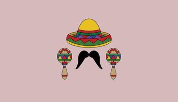 illustrazione di messicano cultura cinco de mayo . Là siamo musicale strumenti, cappelli e baffi nel il stile di messicani vettore