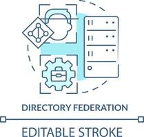 elenco federazione turchese concetto icona. elenco servizio astratto idea magro linea illustrazione. accesso per sistemi. isolato schema disegno. modificabile ictus vettore