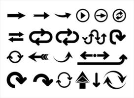 collezione di diverso frecce nero icone vettore illustrazione