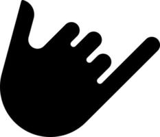 shaka cartello nero glifo icona. chiamata me cartello. internazionale saluto gesto. non verbale comunicazione. silhouette simbolo su bianca spazio. solido pittogramma. vettore isolato illustrazione