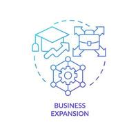 attività commerciale espansione blu pendenza concetto icona. aziendale sviluppo. industria specifico formazione scolastica astratto idea magro linea illustrazione. isolato schema disegno vettore