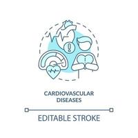 cardiovascolare malattie blu concetto icona. cronico condizioni maggiore gruppo astratto idea magro linea illustrazione. isolato schema disegno. modificabile ictus vettore