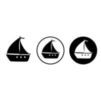barca a vela icona vettore impostare. yacht illustrazione cartello collezione. andare in barca nave simbolo. istioforo logo.