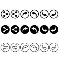 Condividere icona vettore impostare. condivisione imballare illustrazione simbolo collezione.