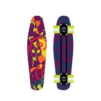 skateboard design isolato su bianca sfondo, Due tipi di davanti lato e indietro lato di il oggetto vettore