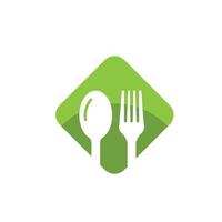salutare cibo logo. concetto logo, con il simbolo di un' cucchiaio, forchetta e foglia. può essere per ristoranti, salutare cibo prodotti, sito web loghi per cibo consulenti vettore